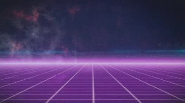 Meta-evren üzerinde duman ve parlayan ışıkların animasyonu. Video oyunu, eğlence ve iletişim konsepti dijital olarak oluşturuldu.