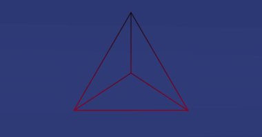 Mavi arkaplanda hareket eden üçgenin animasyonu. Desen ve dijital arayüz kavramı dijital olarak oluşturulmuş video.