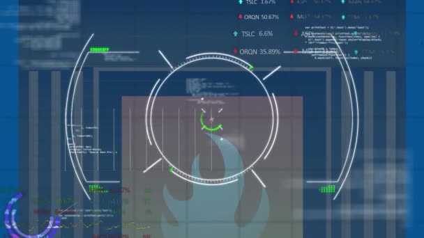 Animación Del Escaneo Del Alcance Sobre Procesamiento Datos Firewall Negocios — Vídeo de stock