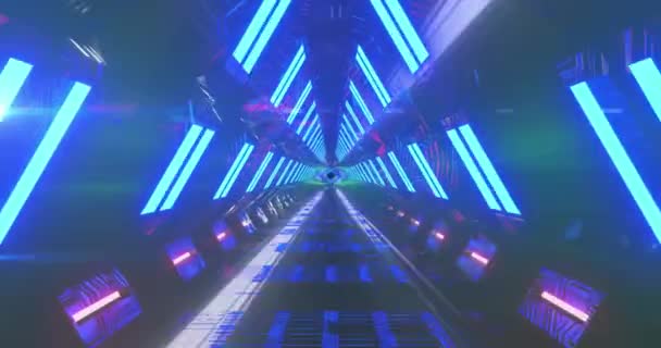 Animação Formas Néon Azul Túnel Movendo Loop Sem Costura Sobre — Vídeo de Stock
