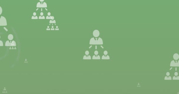 Анимация Сети Иконок Профилей Математических Уравнений Плавающих Зеленом Фоне Школьное — стоковое видео