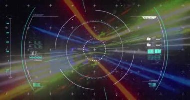 Kapsam taraması ve veri işleme animasyonu. Küresel ağlar, dijital arayüz, hesaplama ve veri işleme kavramı dijital olarak oluşturuldu.