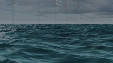 Veri işleme ve deniz aşırı borsa animasyonları. Küresel iş ve dijital arayüz kavramı dijital olarak oluşturulmuş video.