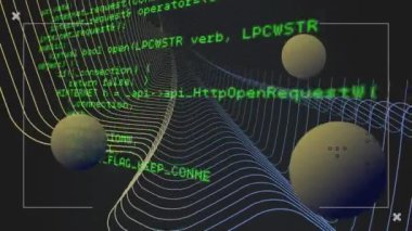 Siyah arkaplana karşı soyut şekiller ve veri işleme üzerindeki hata etkisinin animasyonu. Bilgisayar arayüzü ve iş teknolojisi kavramı