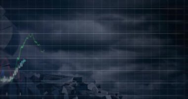 Bozuk para sembolleri üzerinde veri işleme animasyonu. Küresel iş ve dijital arayüz kavramı dijital olarak oluşturulmuş video.