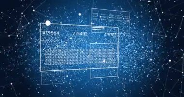 Mavi arka planda DNA iplikçiklerinin dönmesi ve veri işleme animasyonu. Bilim ve veri işleme kavramı dijital olarak oluşturulmuş video.