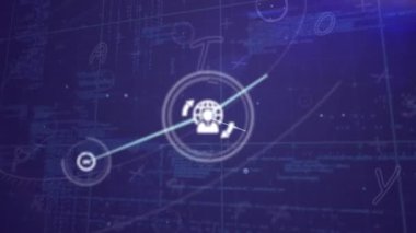 Mor arkaplandaki şebeke üzerindeki bağlantı ağının animasyonu. Küresel ağlar, işletmeler, finansmanlar, hesaplama ve veri işleme kavramı dijital olarak oluşturuldu.