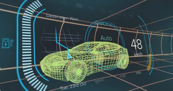Анімація Змінних Чисел Завантажувальними Планками Моделі Автомобіля Чорному Тлі Цифрове — стокове відео