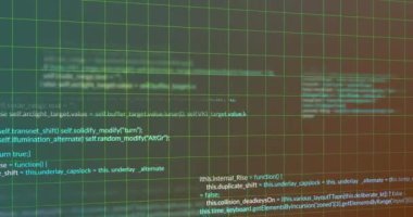 Karanlık arka planda bilgisayar veri işleme animasyonu. Dijital olarak oluşturulmuş küresel bilgisayar ve veri işleme kavramı.