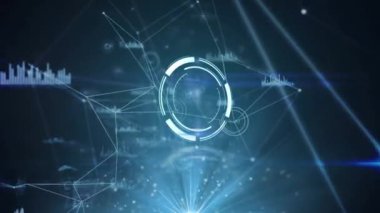 Kapsam taramasıyla bağlantılı ağların animasyonu. Küresel ağlar, işletmeler, finansmanlar, hesaplama ve veri işleme kavramı dijital olarak oluşturuldu.