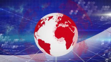 Ağların animasyonu, veri işleme ve küreselleşme. Küresel iş, finans, hesaplama ve veri işleme kavramı dijital olarak oluşturulmuş video.
