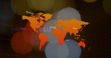 Şehir trafiğine karşı ışık noktaları üzerinden finansal veri işleme animasyonu. Küresel ağ ve iş teknolojisi kavramı