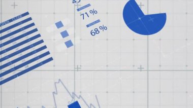 Soyut arkaplan karşısındaki bilgi arayüzü üzerinden ızgara deseninin animasyonu. Dijital olarak oluşturulmuş, hologram, global, report, business, progress, panel ve teknoloji konsepti.