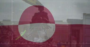 Veri işleme ve çöp dökümü üzerine sera bayrağı animasyonu. Küresel iş, vatanseverlik ve dijital arayüz kavramı dijital olarak üretilen video.