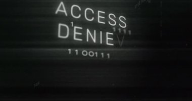 Erişim animasyonu reddedilmiş metin ve veri işleme. Küresel çevrimiçi güvenlik, virüs siber saldırısı, bilgisayar ve veri işleme kavramı dijital olarak oluşturuldu.