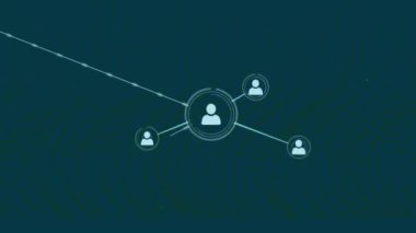 Siyah arkaplandaki şekiller üzerinden bağlantı ağının animasyonu. Küresel iş ve dijital arayüz kavramı dijital olarak oluşturulmuş video.