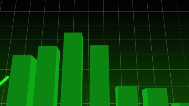 Animación Línea Verde Procesamiento Datos Financieros Través Red Fondo Oscuro — Vídeo de stock