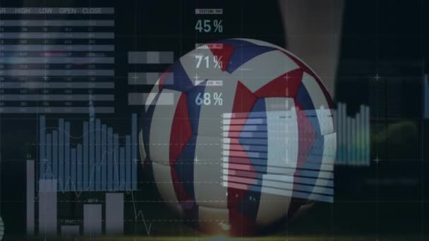 Animación Del Procesamiento Datos Fútbol Con Bandera Los Países Bajos — Vídeo de stock