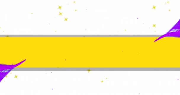 Animation Gyllene Stjärnor Och Lila Digital Våg Över Gratulationstext Vit — Stockvideo
