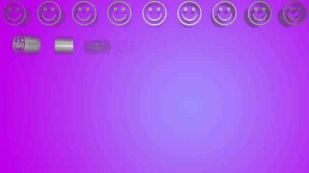 Animation Multiple Smiley Face Emojis Purple Gradient Background Social Media — Stock Video