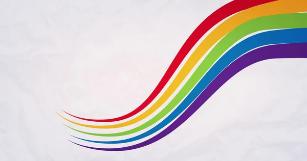 Afbeelding Van Regenboogkleuren Bewegend Witte Achtergrond Met Kopieerruimte Regenboog Lgbt — Stockfoto