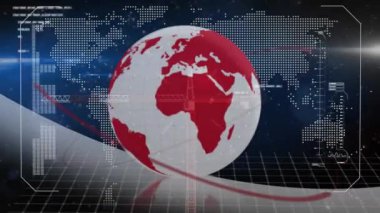 Dünya haritası ve dünya çapında finansal veri işleme animasyonu. Küresel iş, finans, hesaplama ve veri işleme kavramı dijital olarak oluşturulmuş video.