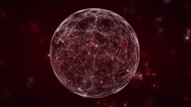 Kahverengi arka planda parlayan küre ve moleküllerin animasyonu. Dijital olarak oluşturulan küresel bilim ve araştırma konsepti.