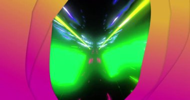 Işık yollarının animasyonu ve veri işleme. Küresel ağlar, dijital arayüz, hesaplama ve veri işleme kavramı dijital olarak oluşturuldu.