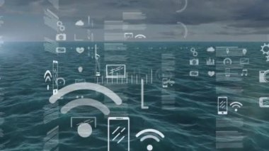 Veri işleme ve deniz aşırı borsa animasyonları. Küresel iş ve dijital arayüz kavramı dijital olarak oluşturulmuş video.