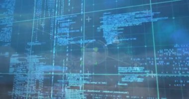 Mavi gökyüzüne karşı profil simgelerinin ve veri işleme ağının taranmasının animasyonu. Küresel ağ ve iş teknolojisi kavramı