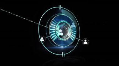 Kapsam taramasıyla bağlantılı ağların animasyonu. Küresel ağlar, işletmeler, finansmanlar, hesaplama ve veri işleme kavramı dijital olarak oluşturuldu.