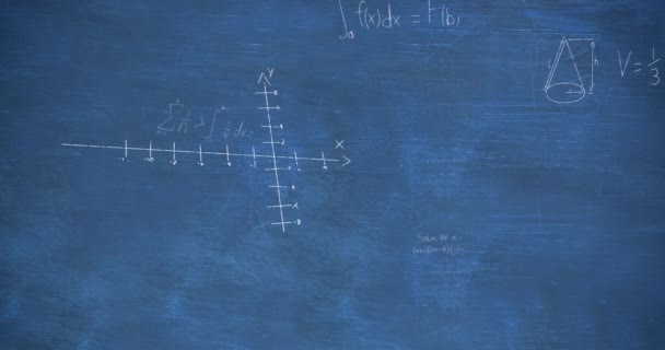 Animación Del Procesamiento Matemático Datos Sobre Fondo Azul Concepto Ciencia — Vídeo de stock
