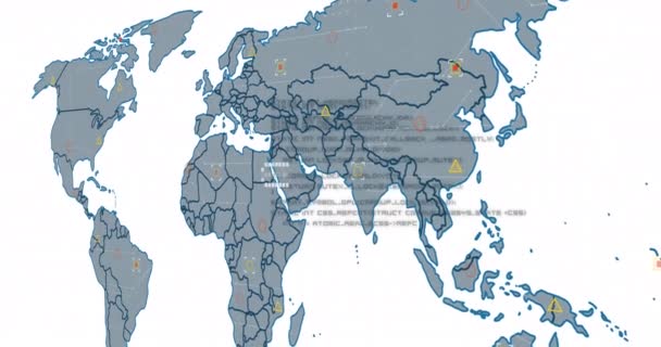 Animação Fiação Fio Dna Mapa Mundo Processamento Dados Fundo Branco — Vídeo de Stock