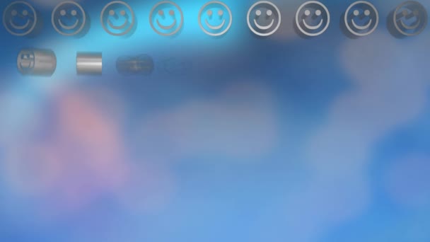Анімація Декількох Смайликів Фоні Синього Градієнта Концепція Мереж Технологій Соціальних — стокове відео