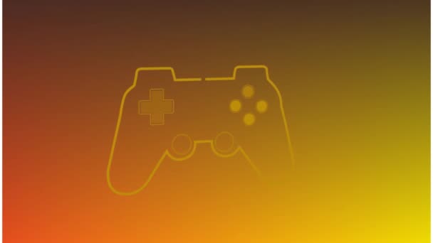 Κινούμενα Σχέδια Του Εικονιδίου Του Gamepad Πορτοκαλί Φόντο Κοινωνική Έννοια — Αρχείο Βίντεο