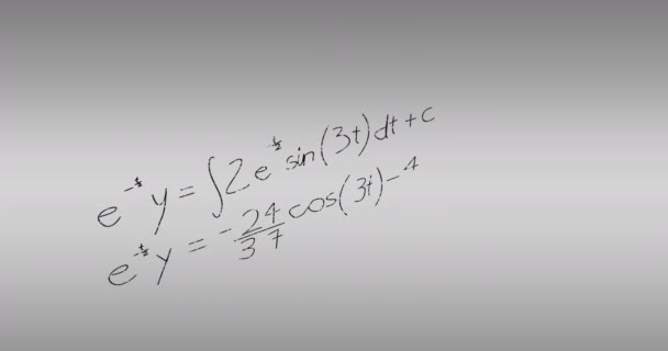 Animation Der Mathematischen Datenverarbeitung Auf Grauem Hintergrund Wissenschafts Und Lernkonzept — Stockvideo