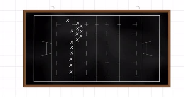 Animazione Della Strategia Gioco Del Calcio Lavagna Nera Sfondo Quadrato — Video Stock