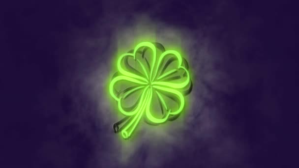 Анімація Неонової Зеленої Ікони Від Ефекту Диму Сірому Тлі Поняття — стокове відео