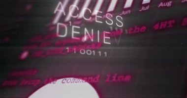 Siyah arkaplanda metin, ikili kodlar, grafikler ve bilgisayar dilinin animasyonu reddedildi. Dijital olarak oluşturulmuş, hologram, güvenlik, rapor, iş, kodlama, illüstrasyon ve teknoloji.