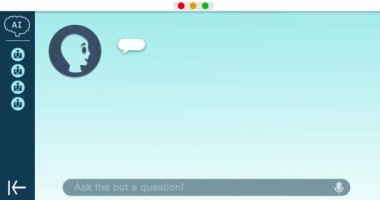 Hawaii robotu sohbetinin animasyonu ve konuşma baloncukları üzerindeki ikili kodlama. Yapay zeka, robot sohbet ve dijital arayüz konsepti dijital olarak oluşturulmuş video.