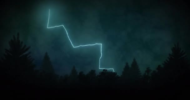 번개가 폭풍우가 몰아치는 하늘을 배경으로 애니메이션 자연의 디지털 비디오 — 비디오