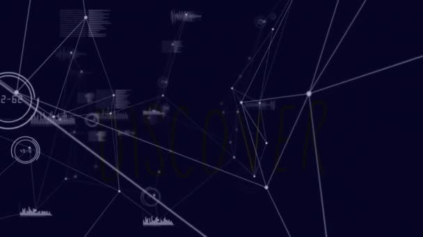 黒の背景に接続のネットワークのアニメーション グローバルネットワーク コンピューティング データ処理の概念デジタル生成されたビデオ — ストック動画