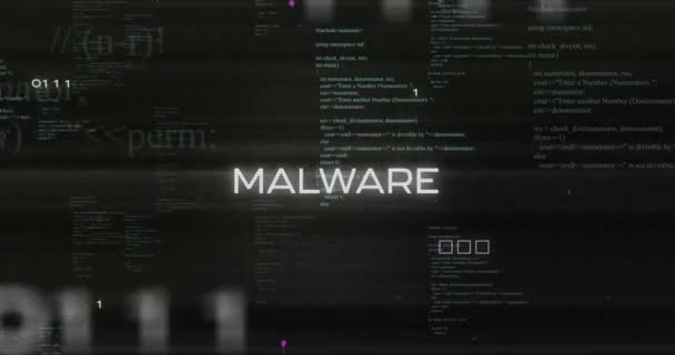 Animace Malware Textu Vzoru Obvodové Desky Přes Binární Kódy Počítačový — Stock video