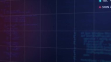 Çoklu grafiklerin animasyonu, bilgisayar dilinin üzerinde işlem tahtaları mavi arka plana karşı. Dijital olarak üretilmiş, hologram, borsa, rapor, kodlama, iş, ilerleme ve teknoloji kavramı.