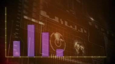 Animation of financial data processing over grid. Global business, finances, computing and data processing concept digitally generated video.