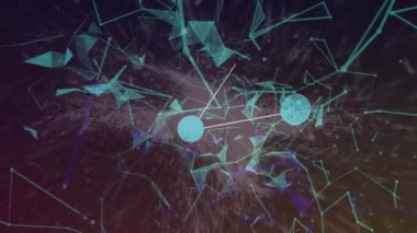 Bağlantılar ve veri işleme ağının animasyonu. Küresel iş, finans, hesaplama ve veri işleme kavramı dijital olarak oluşturulmuş video.