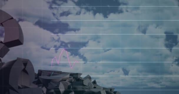 Animación Del Procesamiento Datos Través Símbolos Euros Rotos Nubes Concepto — Vídeos de Stock