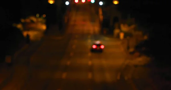 Размытая Городская Улица Автомобилями Светлыми Пятнами Концепция Городского Пейзажа Фона — стоковое фото