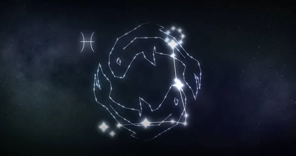 Изображение Знака Pisces Звездами Черном Фоне Знаки Зодиака Звезды Гороскоп — стоковое фото