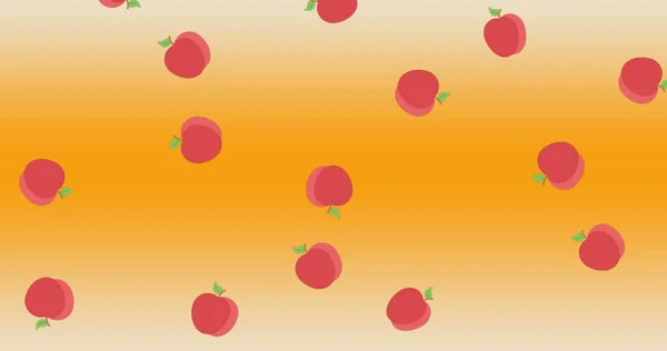 Bild Äpple Ikoner Över Orange Bakgrund Abstrakt Bakgrund Och Mönster — Stockfoto